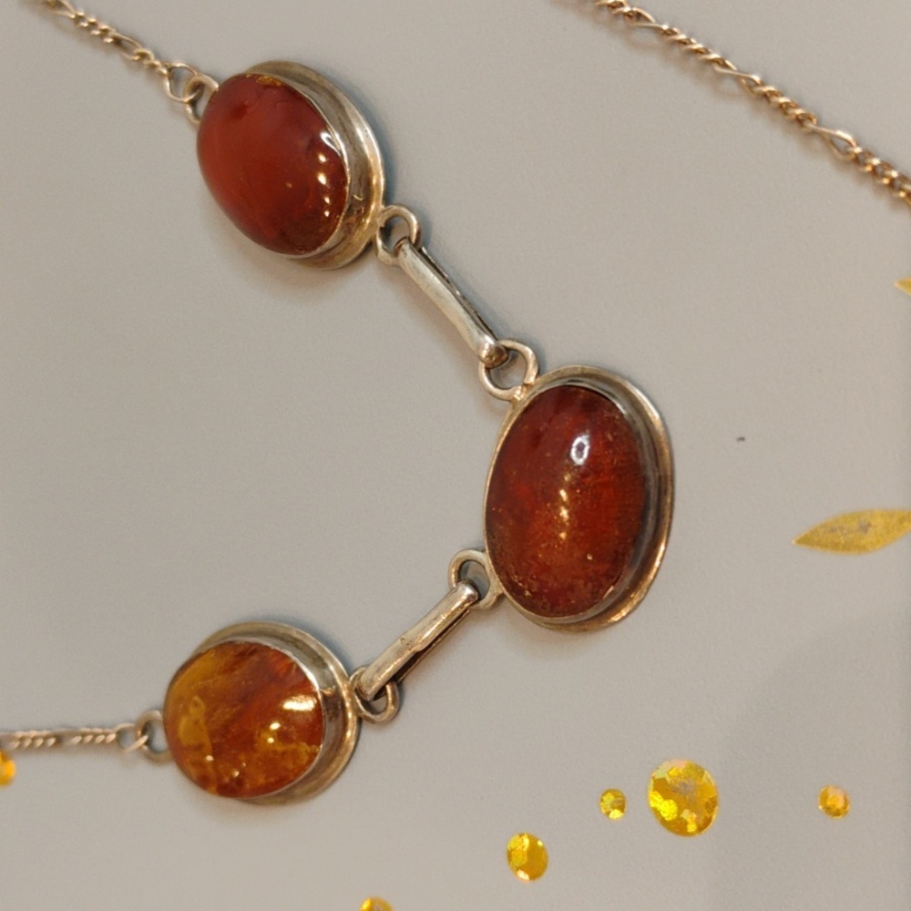 Genuine Sterling silver amber necklace